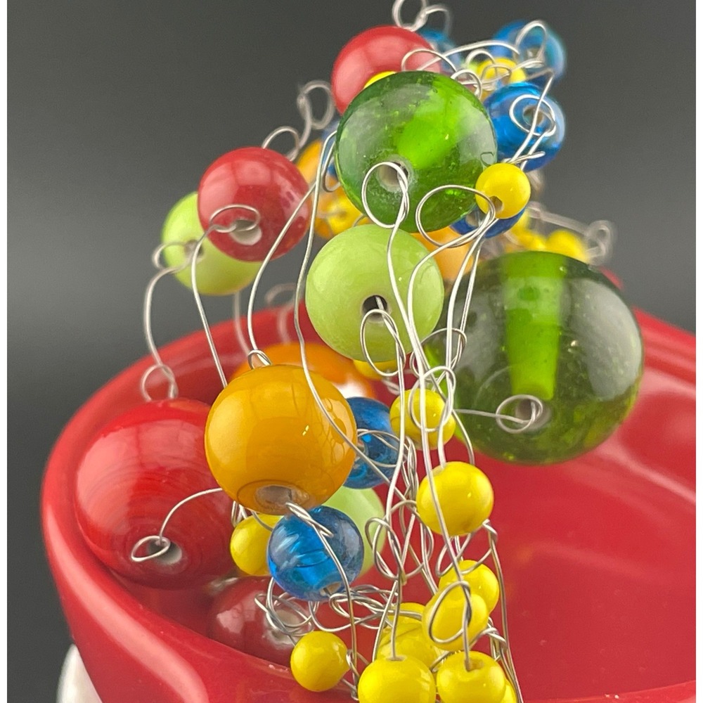 Manouk Sculptural Glass Bead Bracelet Statement Multicolor Wire Wrap art to wear - Picture 5 of 16